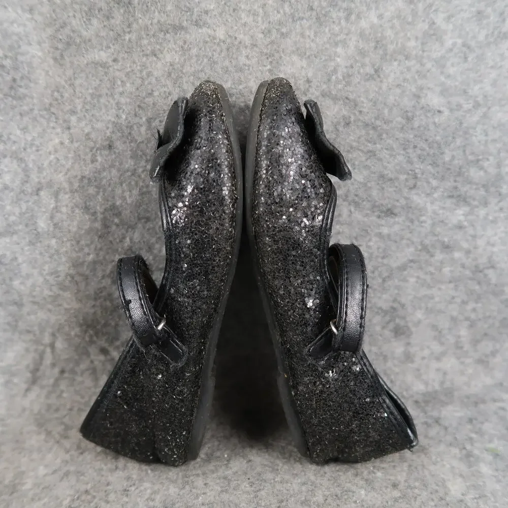 Cherokee Shoes Kids Toddler 9 Mary Jane Ballet Flats Black Glitter Bow Girls